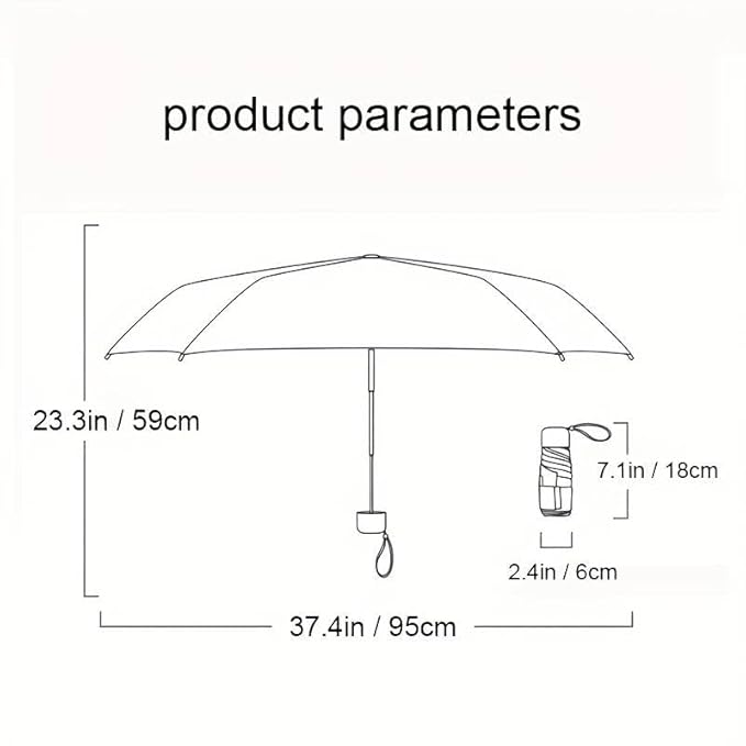 Jpwels Compact Travel Umbrella, Portable Mini Travel Sun Rain Beach Golf- Elegant Slim Design Small Pocket Umbrella for Rain, UV Protection Lightweight Umbrellas for Girls and Women