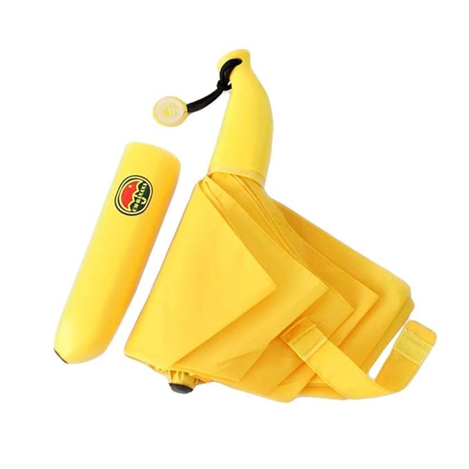 Jpwels Banana Shape Umbrella Novelty Folding Compact Anti Sun Rain solid and tough stored cute Umbrella Best Gifts for Kids & Woman