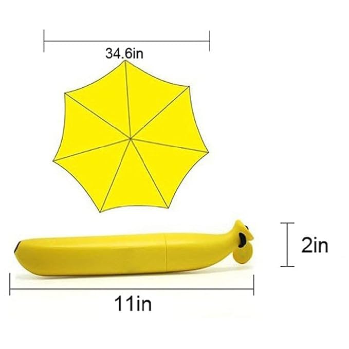 Jpwels Banana Shape Umbrella Novelty Folding Compact Anti Sun Rain solid and tough stored cute Umbrella Best Gifts for Kids & Woman