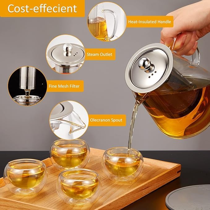 Elegant Borosilicate Glass Teapot – Pure, Stylish Brewing