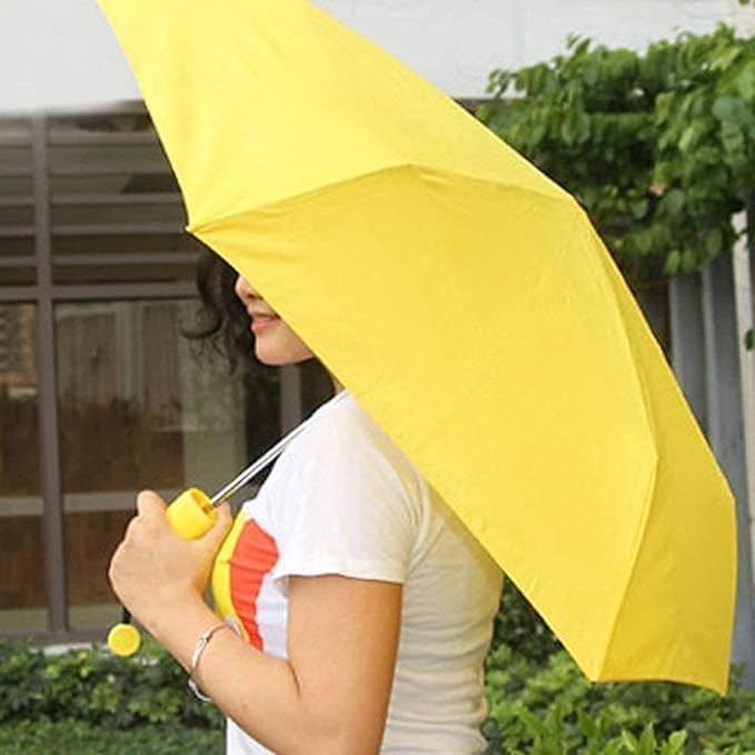 Jpwels Banana Shape Umbrella Novelty Folding Compact Anti Sun Rain solid and tough stored cute Umbrella Best Gifts for Kids & Woman