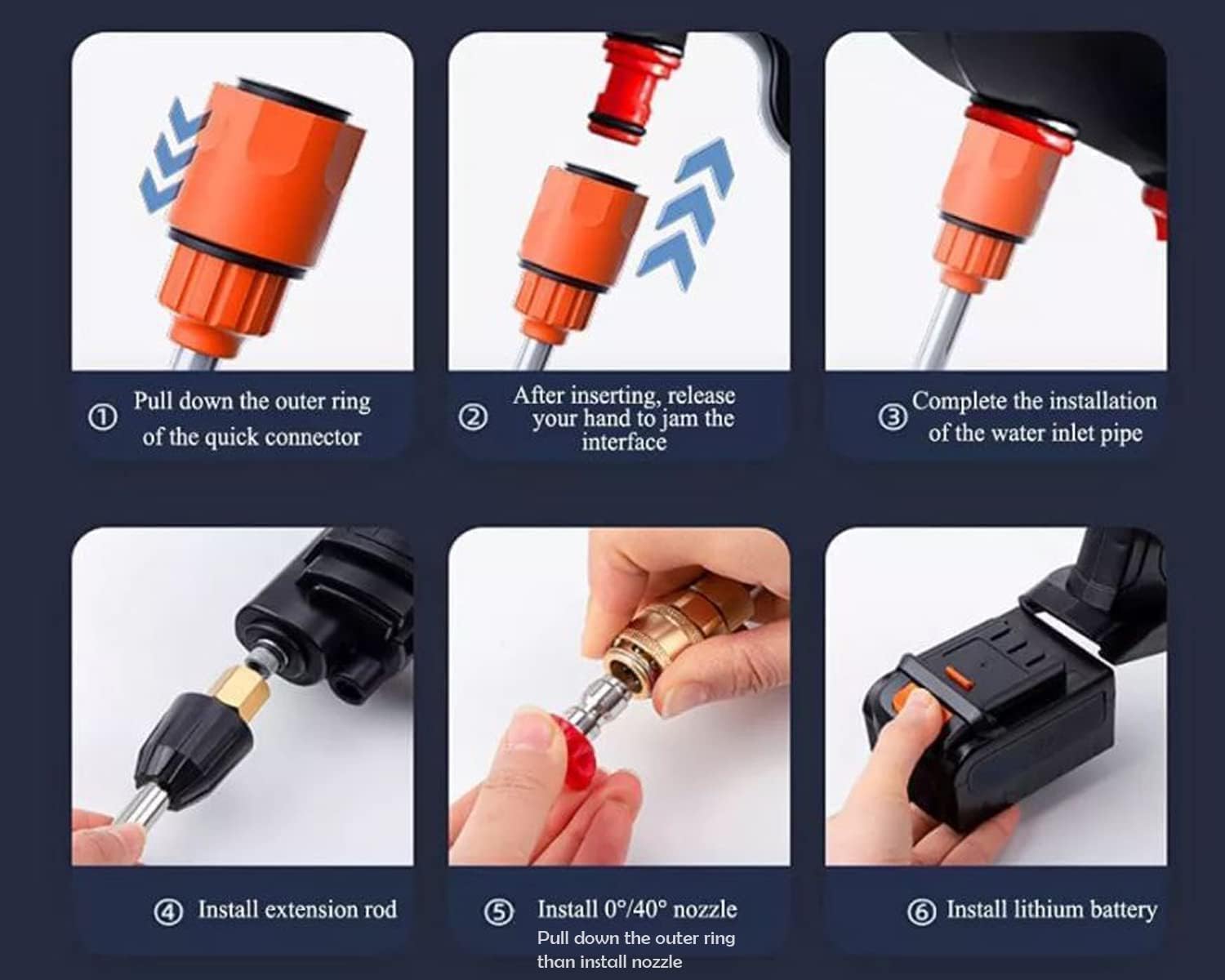 Cordless Car Washer High Pressure Gun 48V 12000mah High Pressure Water Gun for Car Wash Bike Washing Cleaning Adjustable Nozzle and 5M Hose Pipe (Black-CAR Washer Gun)