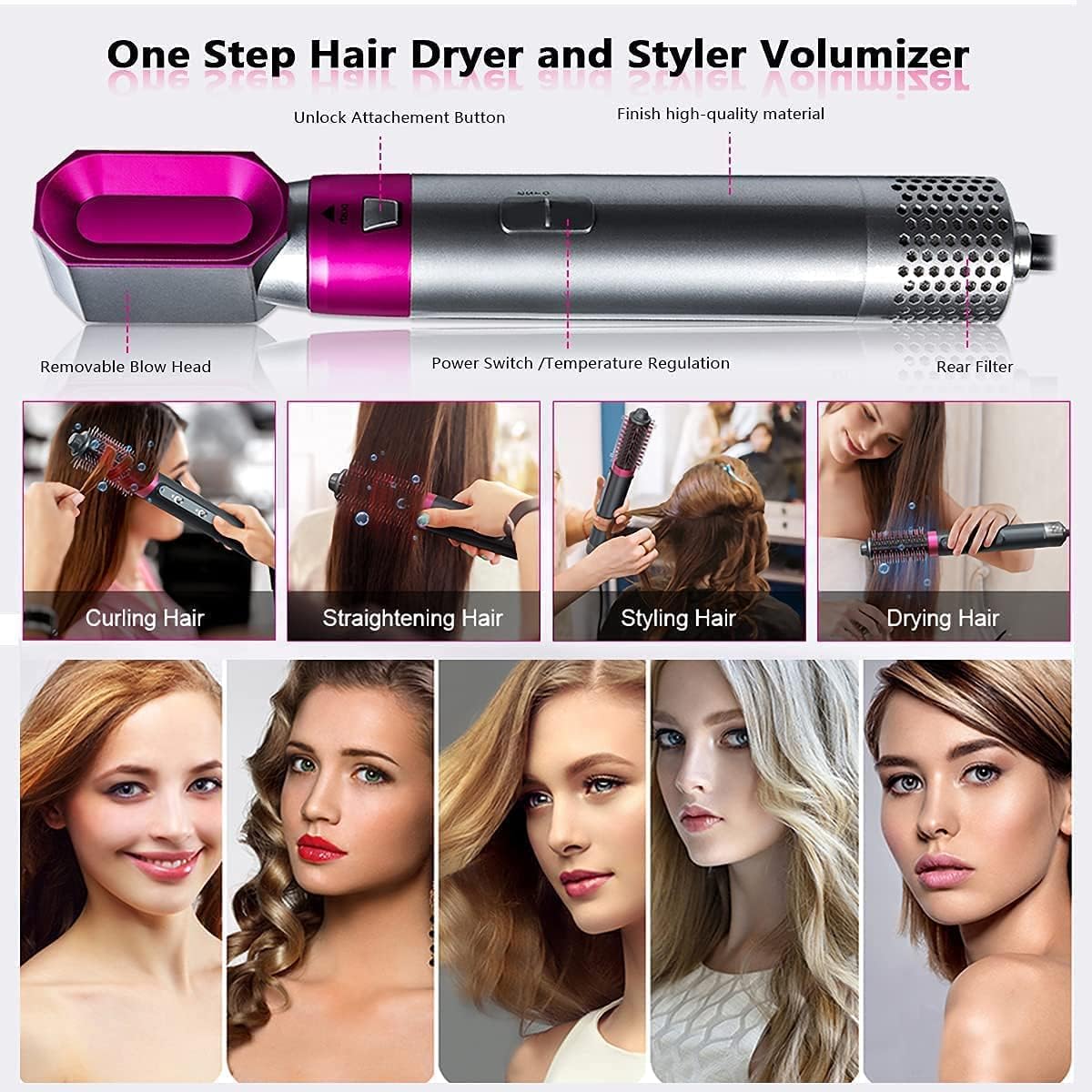 5 in 1 Hair Dryer Hot Air Brush Styler