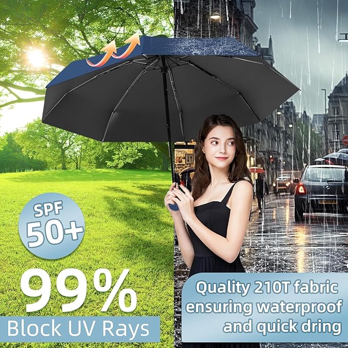 Jpwels UV Big Size Umbrella for Sun Protection Rain Windproof Strong large 2 fold for men women kids boys girls Perfect Umbrella with cover small case stylish Windproof & Compact UV large size