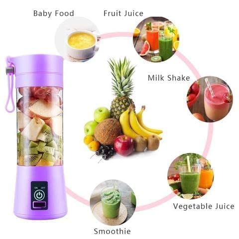Portable Electric USB Juice Maker Bottle | Blender Grinder Mixer | Rechargeable with 6 Blades