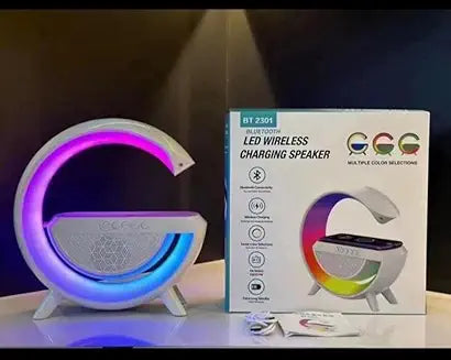 G-Shape LED Wireless Charging Speaker Lamp G-Shape Atmosphere Lamp Bluetooth Light Speaker Desk Table Lamp with Wireless Charger LED Night Light for Bedroom