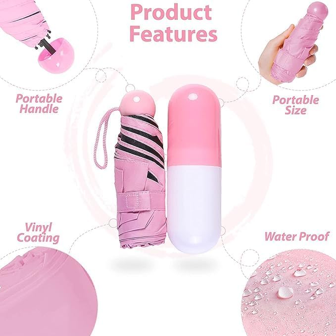 Jpwels Portable Mini Umbrella for Women Pocket Umbrella for Men Capsule Umbrella for Kids Bottle Umbrella for Sun Protection Sun Umbrella for Women Big Umbrella for Rain