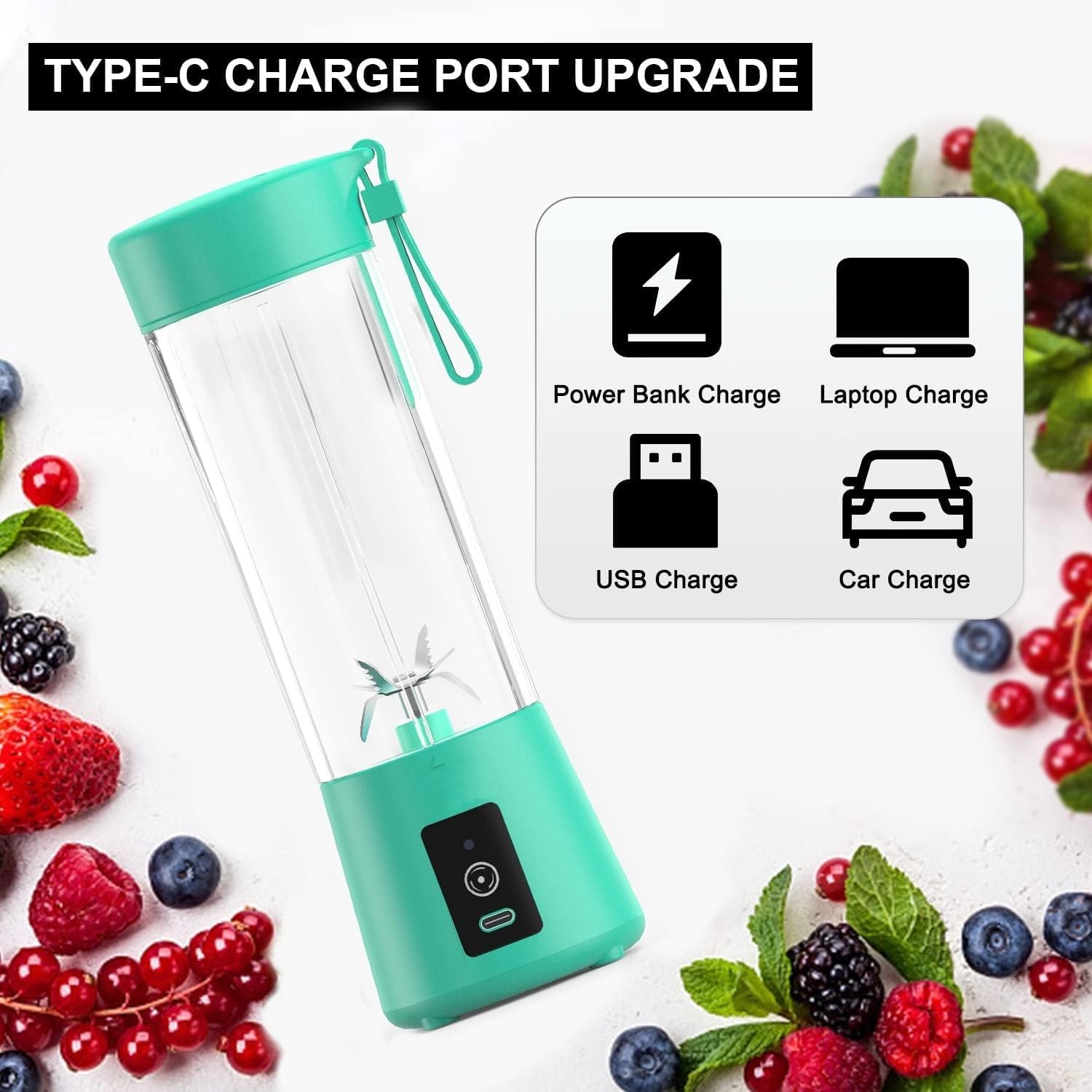 Portable Electric USB Juice Maker Bottle | Blender Grinder Mixer | Rechargeable with 6 Blades