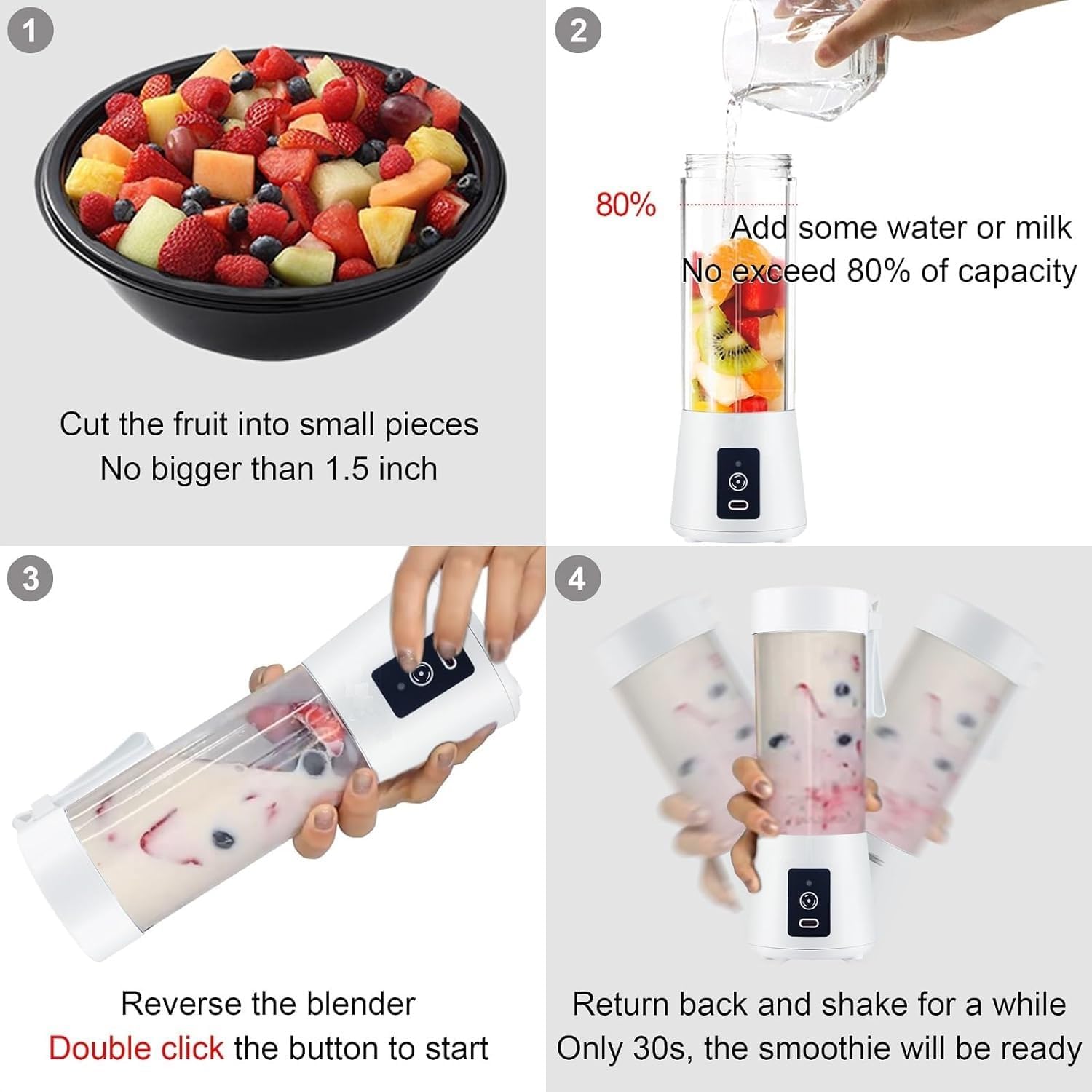Portable Electric USB Juice Maker Bottle | Blender Grinder Mixer | Rechargeable with 6 Blades