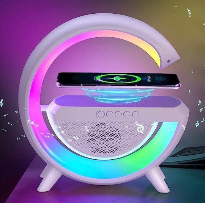 G-Shape LED Wireless Charging Speaker Lamp G-Shape Atmosphere Lamp Bluetooth Light Speaker Desk Table Lamp with Wireless Charger LED Night Light for Bedroom